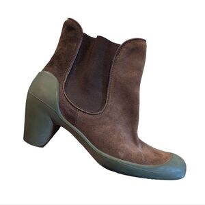 Camper Minie Suede Rubber Ankle Boots Brown Green Women's 7